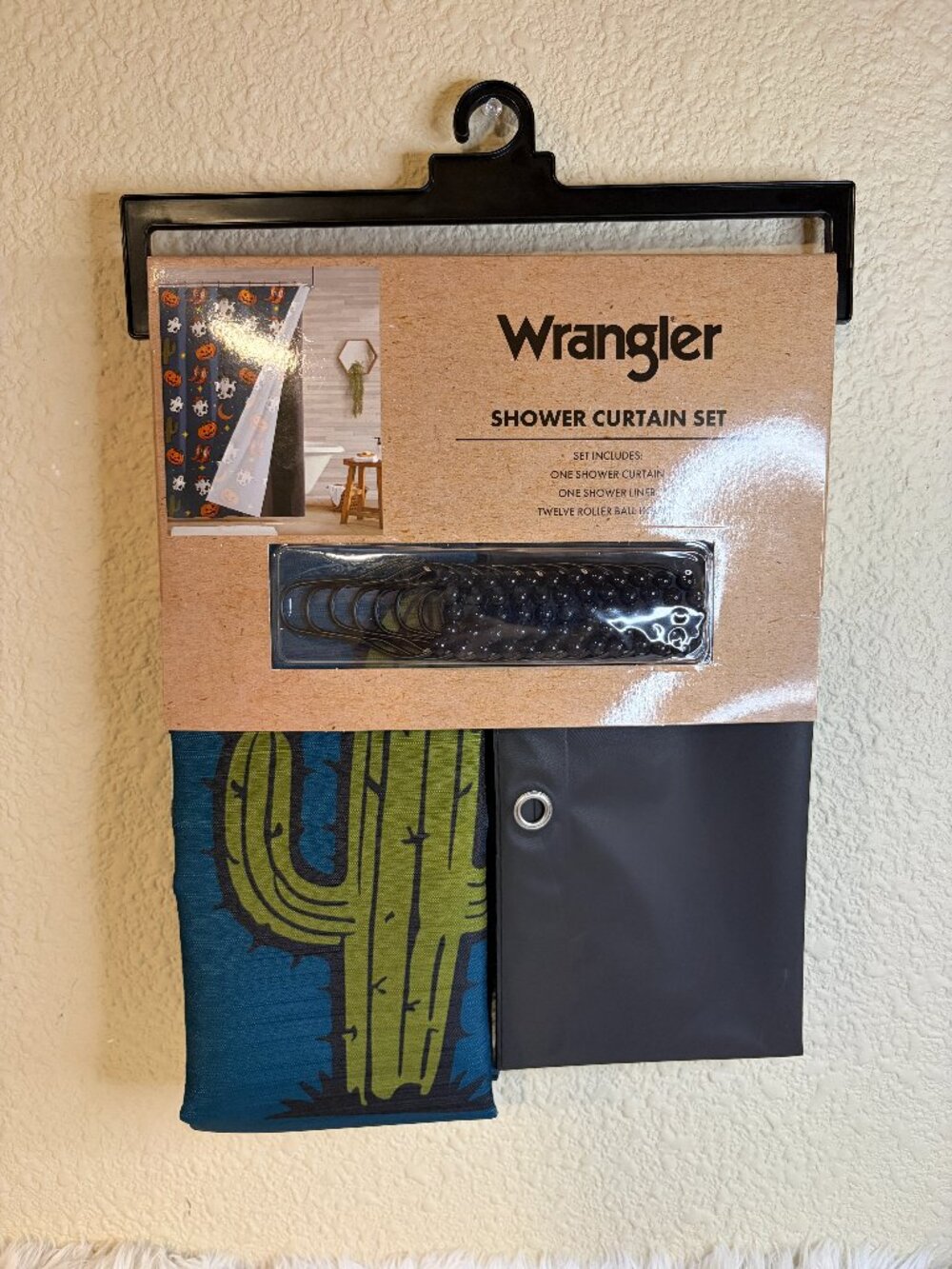 Wrangler Halloween Shower Curtain Set Ghost Pumpkin Black Cat 72x72 NWT